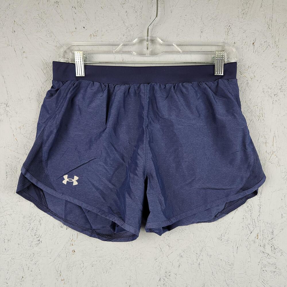 Under Armour HeatGear Shorts Womens Small Blue Loose Fit Lined Running Gym